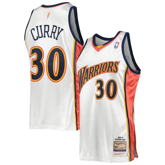 Men's M&N Stephen Curry White GSW 2009/10 Hardwood Classics Jersey RTJ Basketball 634