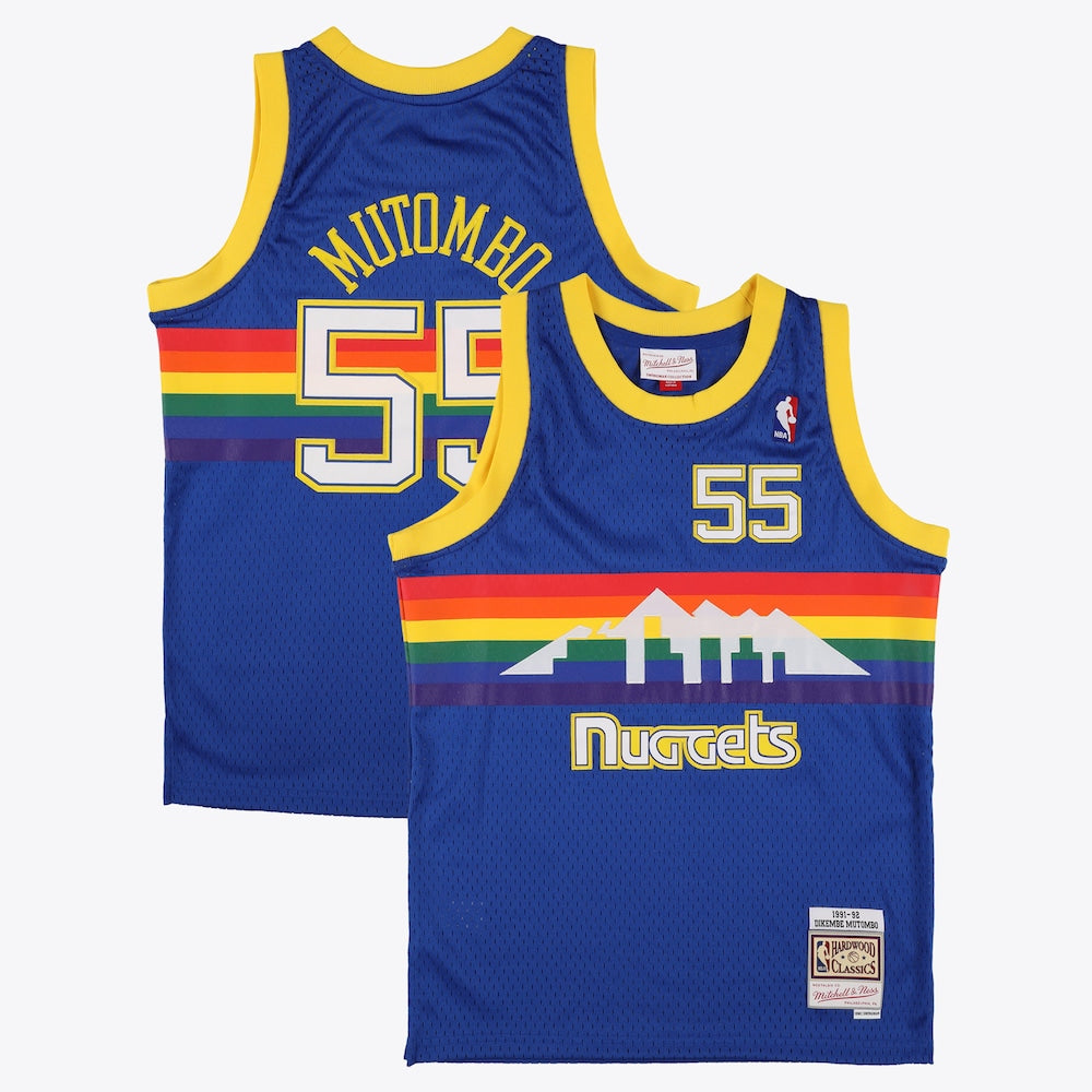 Denver Nuggets Road Swingman Jersey Dikembe Mutombo Mens stitched basketball jersey for game day fanwear