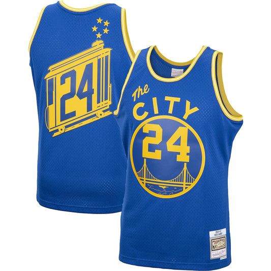 Men's M&N Rick Barry Royal GSW 1966/67 Hardwood Classics Swingman Jersey RTJ Basketball 732