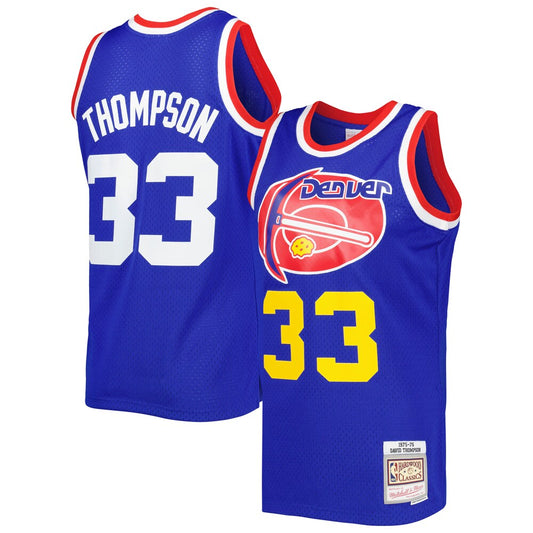 David Thompson Royal Royal Hardwood Classics 197576 Swingman Jersey stitched sports jersey for game day fanwear