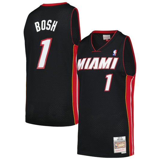 Men's M&N Chris Bosh Black MIA 2012/13 Hardwood Classics Swingman Jersey RTJ Basketball 730