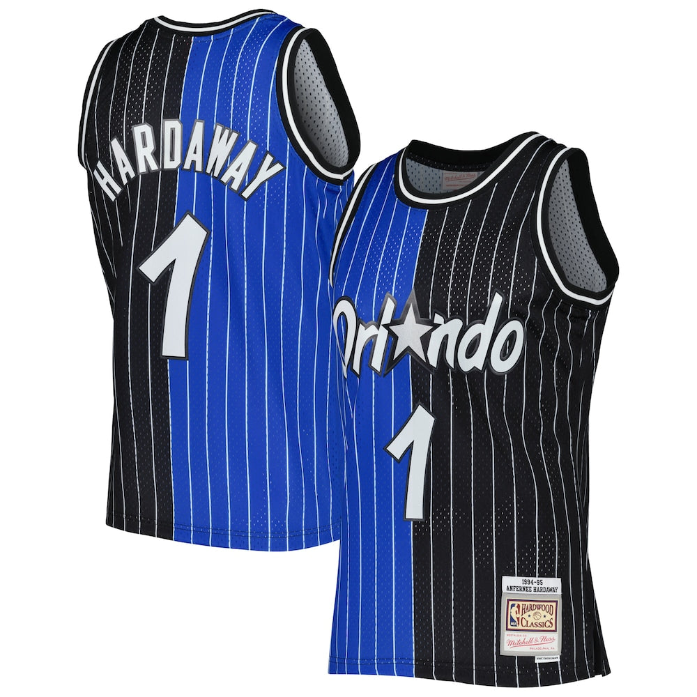 Penny Hardaway Blueblack Orlando Magic Hardwood Classics 199495 Split Swingman Jersey stitched basketball jersey for game