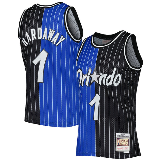 Men's M&N Penny Hardaway Blue/Black ORL Hardwood Classics 1994/95 Split Swingman Jersey RTJ Basketball 653