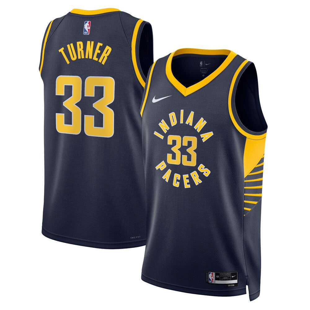 Indiana Pacers Icon Edition Swingman Jersey Navy Myles Turner Unisex stitched basketball jersey for game day fanwear