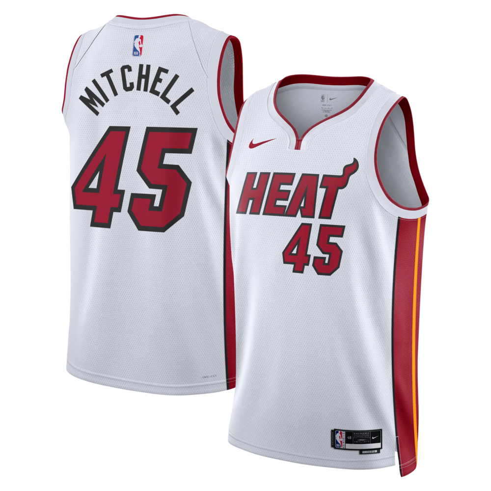 Miami Heat Association Edition Swingman Jersey White Davion Mitchell Unisex stitched basketball jersey for game day fanwear
