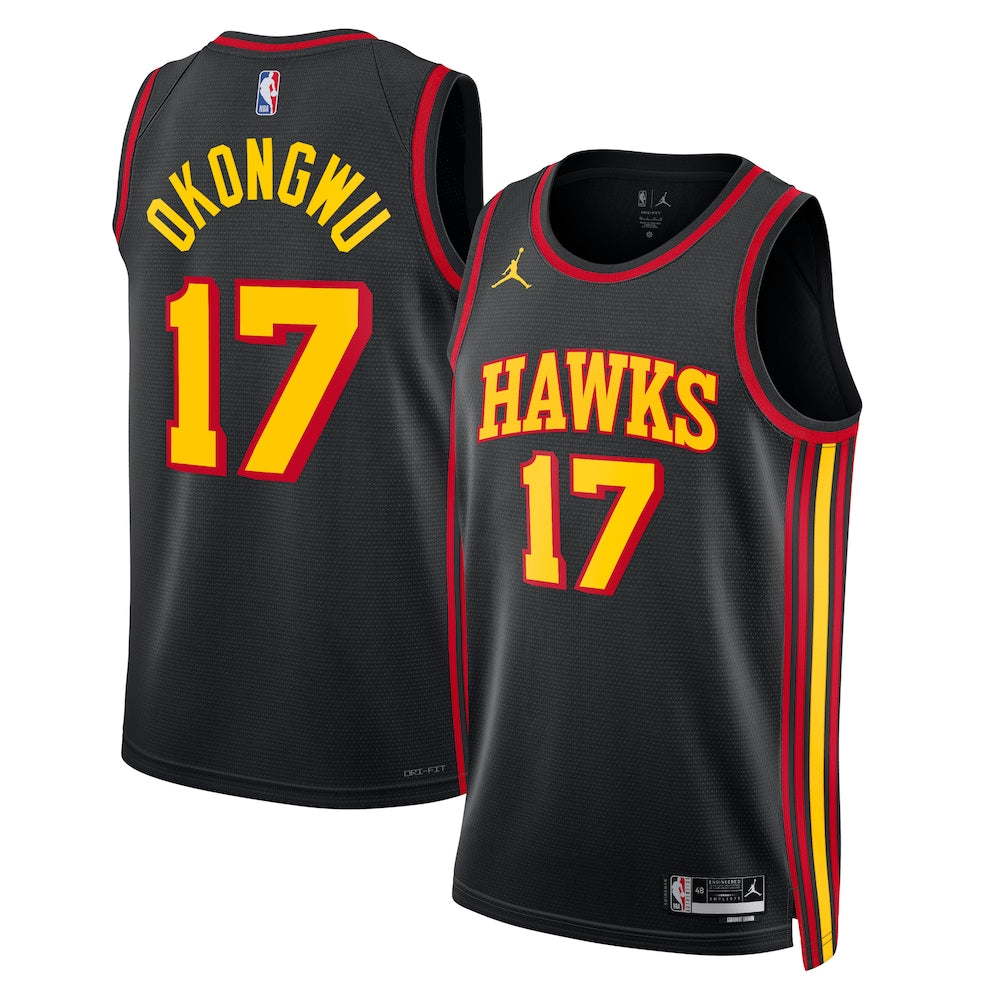 Atlanta Hawks Jordan Statement Edition Swingman Jersey Black Onyeka Okongwu Unisex stitched basketball jersey for game day