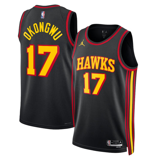 Atlanta Hawks Jordan Statement Edition Swingman Jersey Black Onyeka Okongwu Unisex stitched basketball jersey for game day