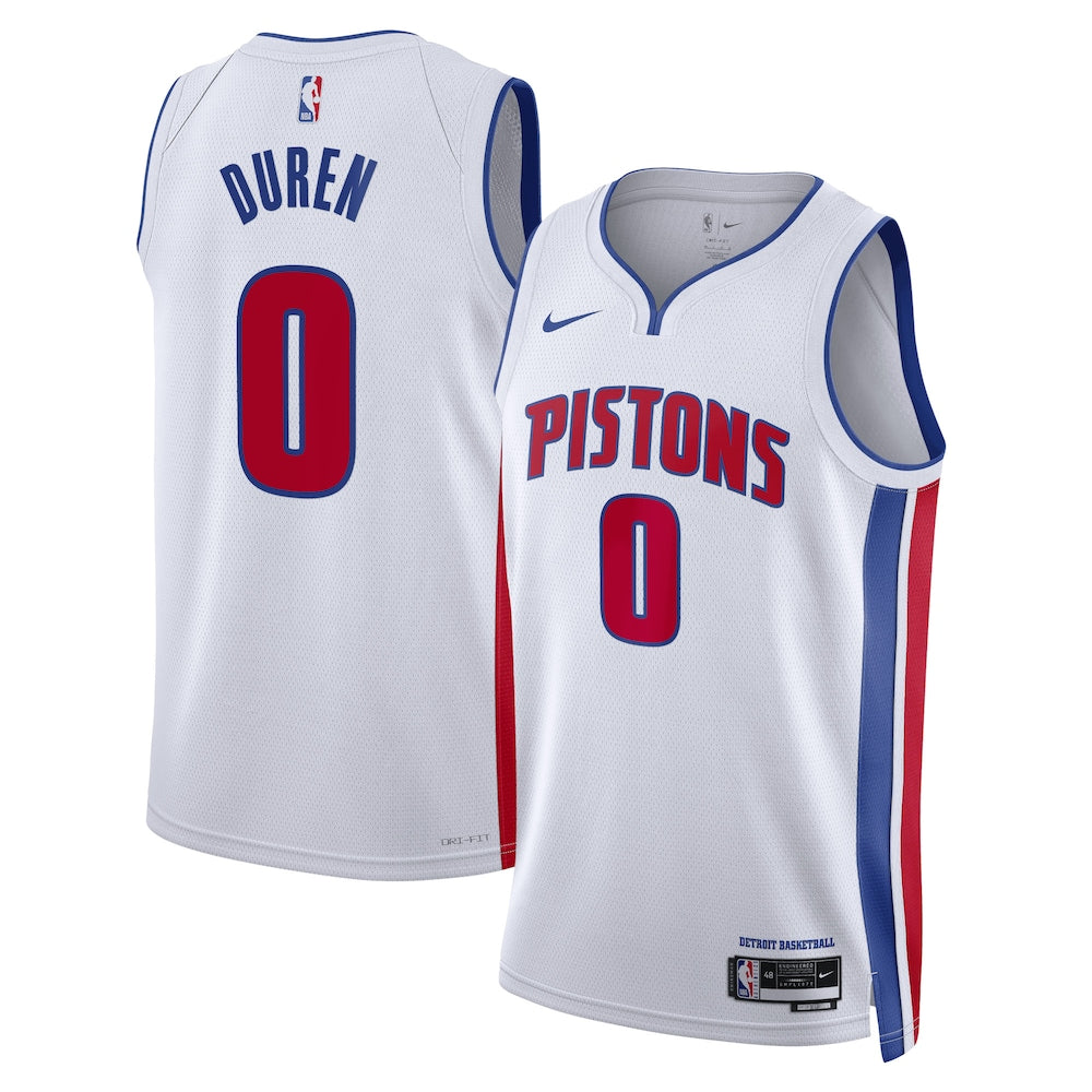 Detroit Pistons Association Edition Swingman Jersey White Jalen Duren Unisex stitched basketball jersey for game day fanwear