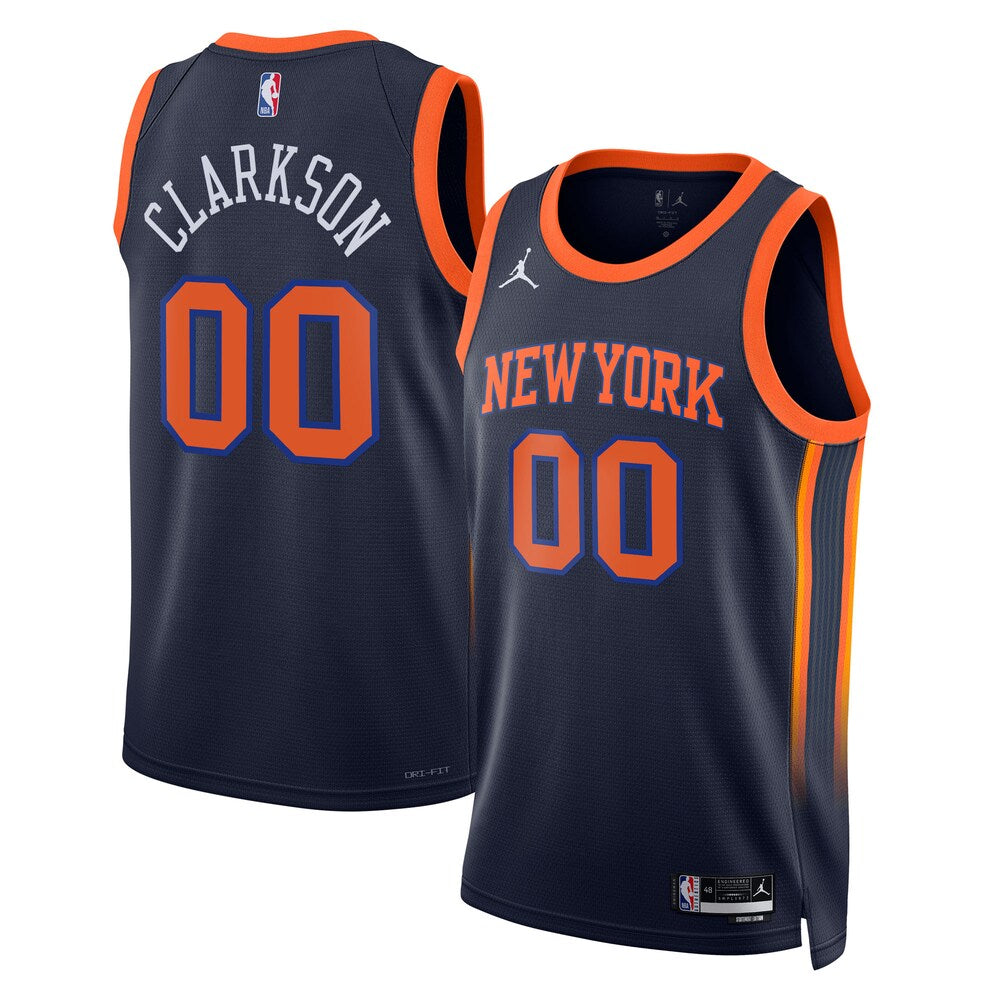 New York Knicks Jordan Brand Statement Edition Swingman Jersey Navy Jordan Clarkson Unisex stitched basketball jersey for