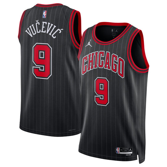 Chicago Bulls Jordan Statement Edition Swingman Jersey Black Nikola Vucevic Unisex stitched basketball jersey for game day