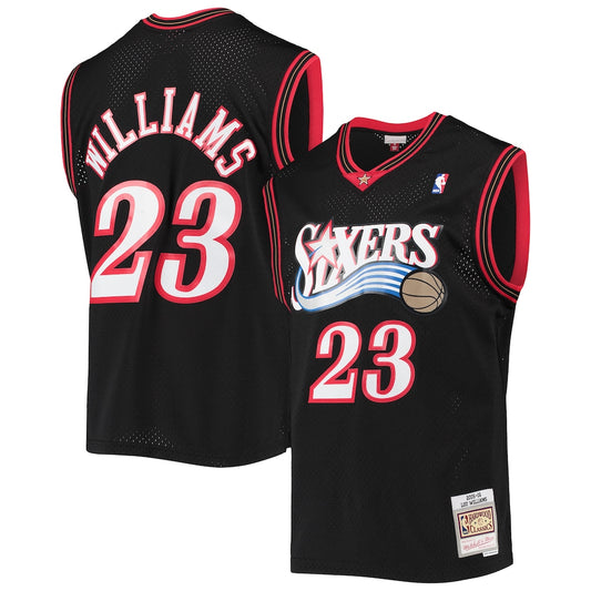 Men's M&N Lou Williams Black PHI 2005-06 Hardwood Classics Swingman Jersey RTJ Basketball 642