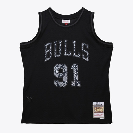 Chicago Bulls Leather Snakeskin Swingman Jersey Dennis Rodman 1997 98 stitched basketball jersey for game day fanwear