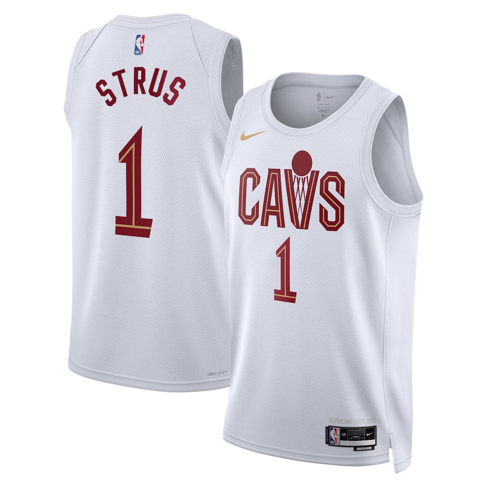 Cleveland Cavaliers Association Edition Swingman Jersey White Max Strus Unisex stitched basketball jersey for game day