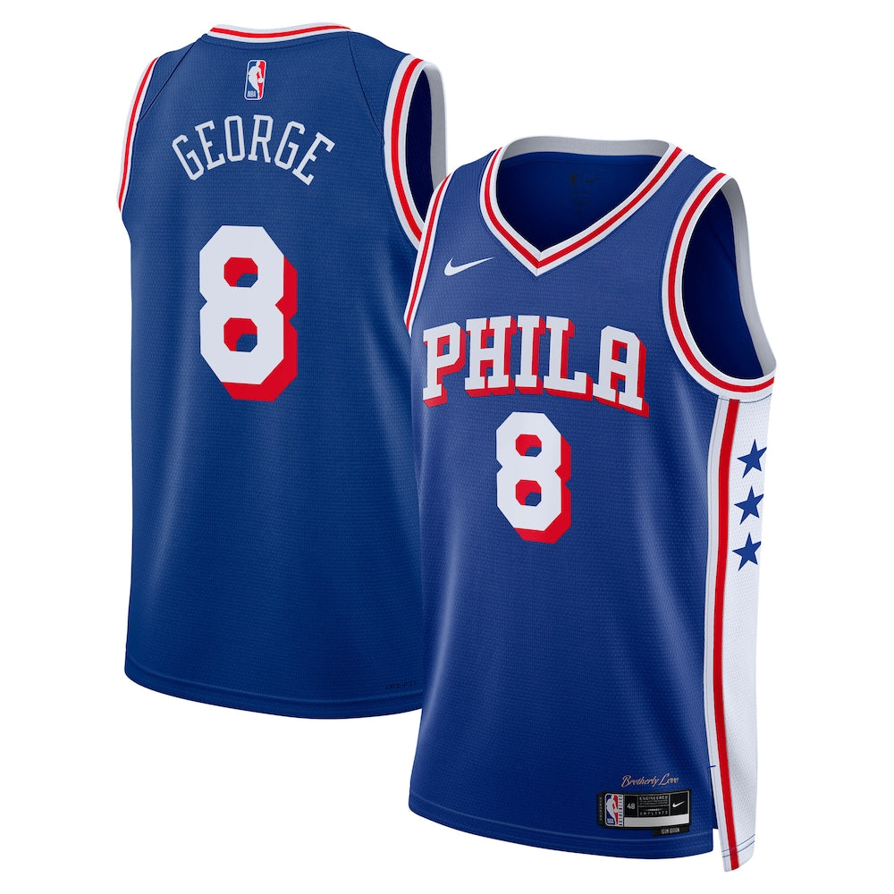 Philadelphia 76Ers Icon Edition Swingman Jersey Royal Paul George Unisex stitched basketball jersey for game day fanwear