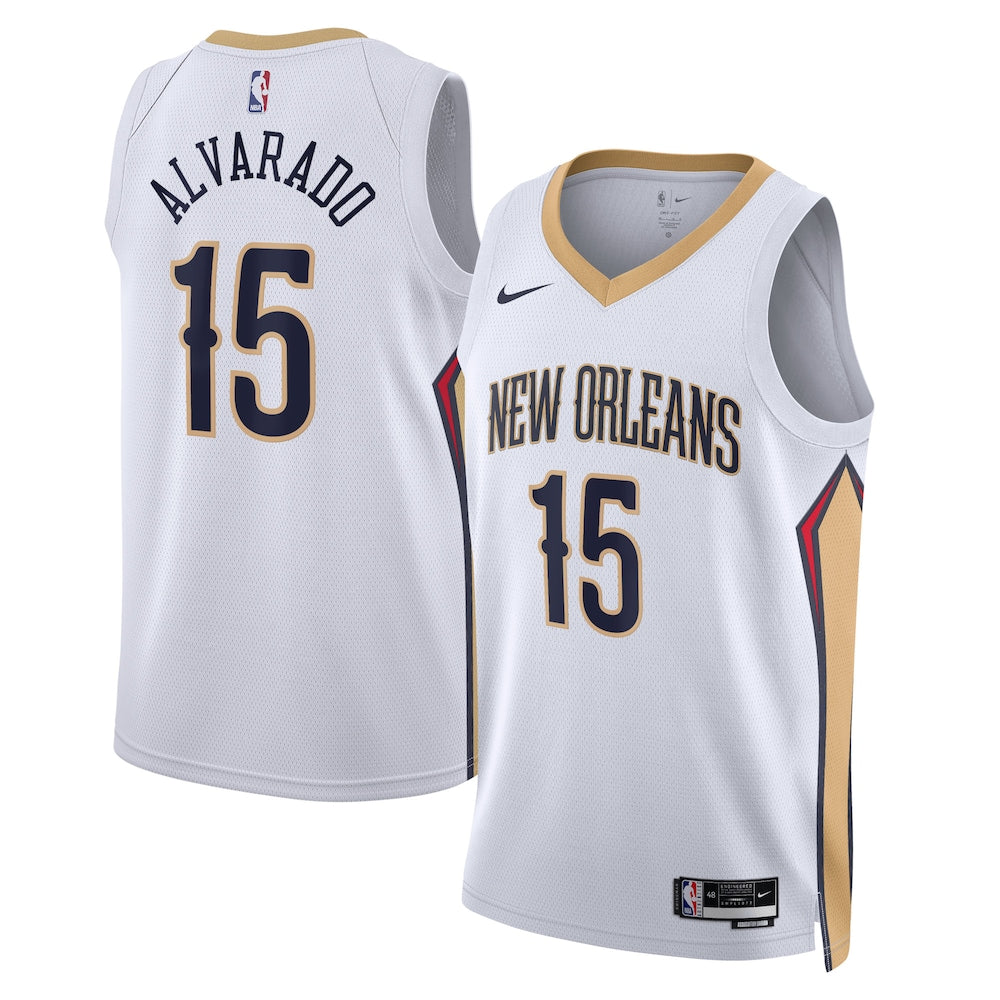 New Orleans Pelicans Association Edition Swingman Jersey White Jose Alvarado Unisex stitched basketball jersey for game day
