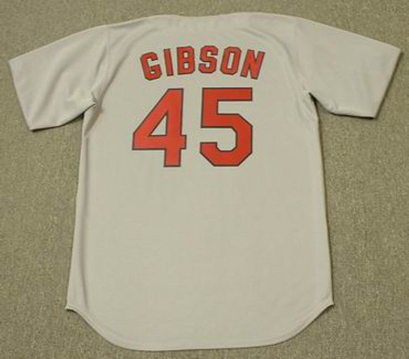 Bob Gibson St Louis Cardinals 1967 Cooperstown Throwback Away Stitched Jersey jersey front view