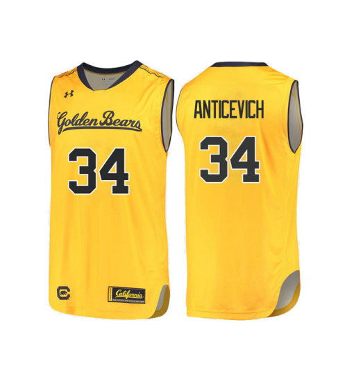 California Golden Bears 34 Grant Anticevich College Basketball Jersey Gold 6569 | Stitched Jersey RTJS 5179