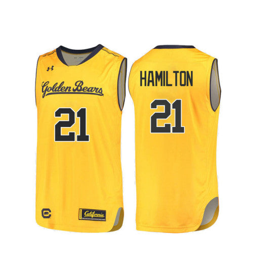 California Golden Bears 21 Nick Hamilton College Basketball Jersey Gold 646 stitched basketball jersey for game day fanwear