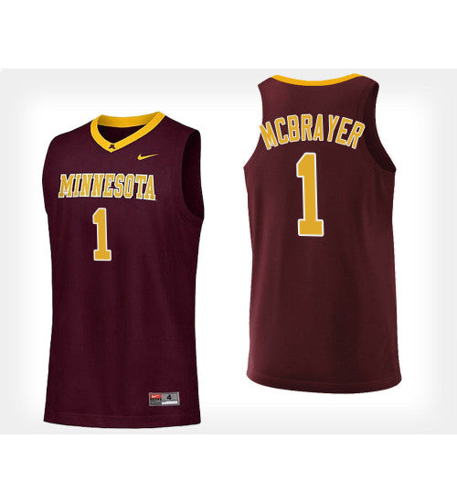 Minnesota Golden Gophers #1 Dupree Mcbrayer Maroon Home College Basketball Jersey stitched college jersey
