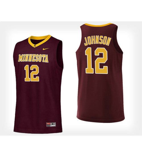 Minnesota Golden Gophers #12 Jarvis Johnson Maroon Home College Basketball Jersey stitched college jersey
