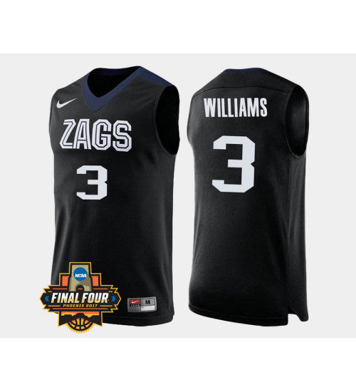 Gonzaga Bulldogs 3 Johnathan Williams Black Alternate College Basketball Jersey | Stitched Jersey RTJS 4336