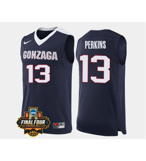 Gonzaga Bulldogs 13 Josh Perkins Navy Road College Basketball Jersey stitched retro jersey