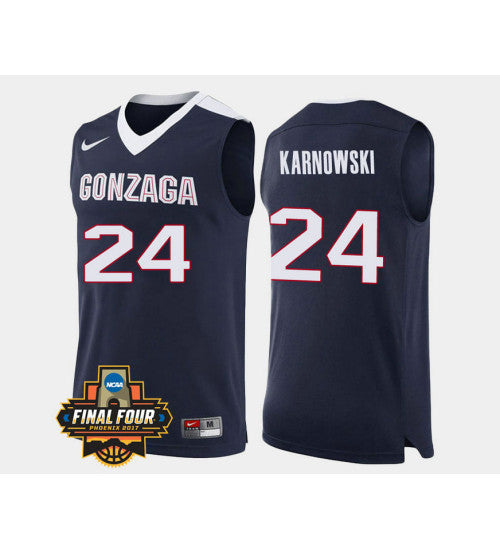 Gonzaga Bulldogs 24 Przemek Karnowski Navy Road College Basketball Jersey | Stitched Jersey RTJS 4342