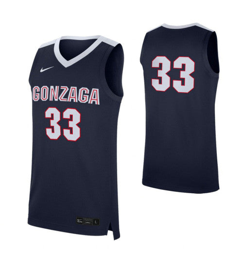 Gonzaga Bulldogs 33 College Basketball Jersey Navy stitched retro jersey