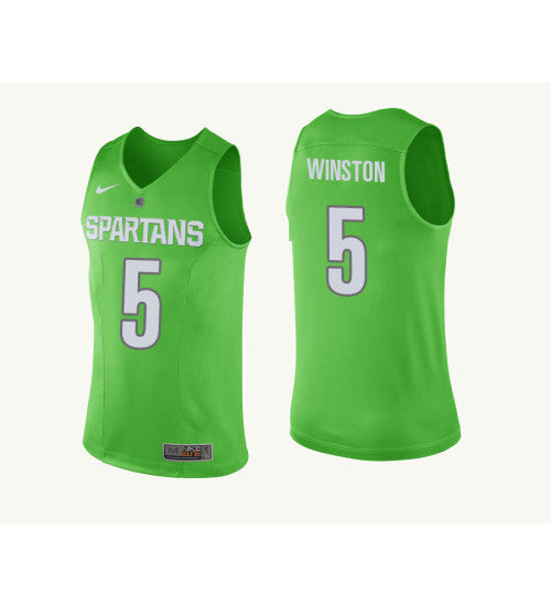 Michigan State Spartans #5 Cassius Winston College Basketball Jersey Green stitched college jersey