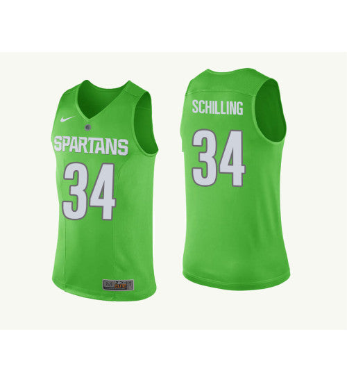 Michigan State Spartans 34 Gavin Schilling College Basketball Jersey Green | Stitched Jersey RTJS 8770