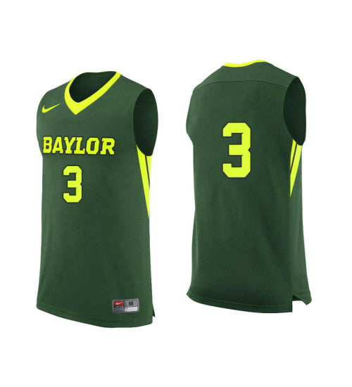 Baylor Bears 3 Jake Lindsey College Basketball Jersey Green stitched basketball jersey for game day fanwear