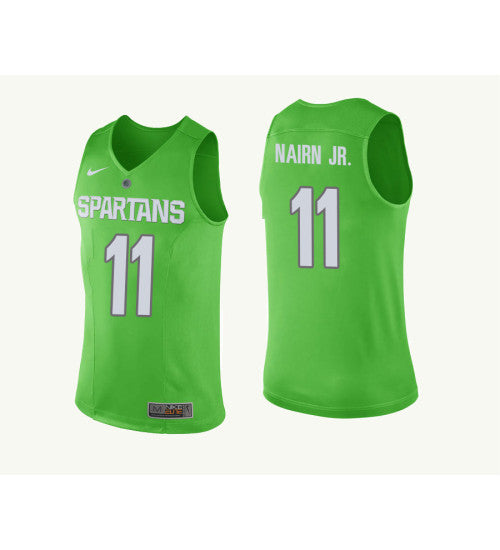 Michigan State Spartans 11 Lourawls Nairn Jr College Basketball Jersey Green | Stitched Jersey RTJS 8860