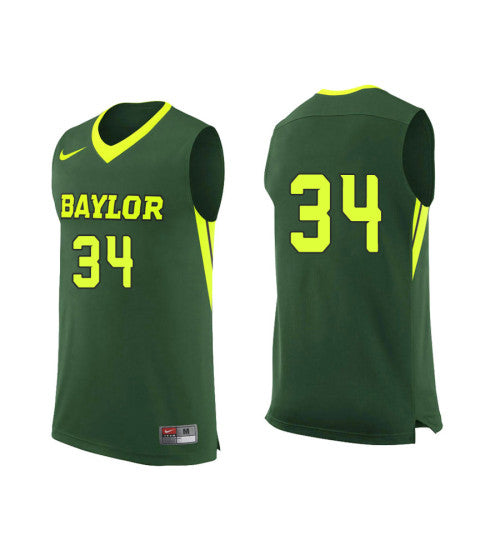 Baylor Bears 34 Obim Okeke College Basketball Jersey Green stitched basketball jersey for game day fanwear