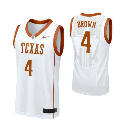 Texas Longhorns 4 Greg Brown White College Basketball Jersey | Stitched Jersey RTJS 6834
