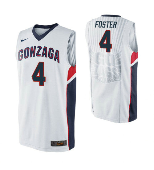 Gonzaga Bulldogs 4 Greg Foster White College Basketball Jersey | Stitched Jersey RTJS 4323