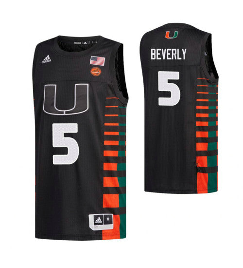 Miami Hurricanes 5 Harlond Beverly Black College Basketball Jersey | Stitched Jersey RTJS 8924