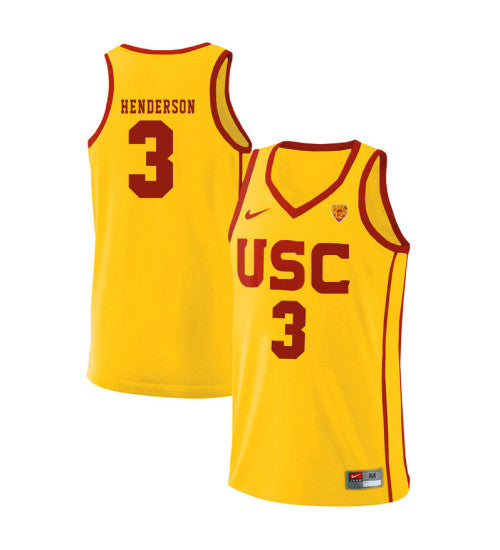 USC Trojans Harrison Henderson 10992 #3 Yellow stitched throwback college basketball jersey
