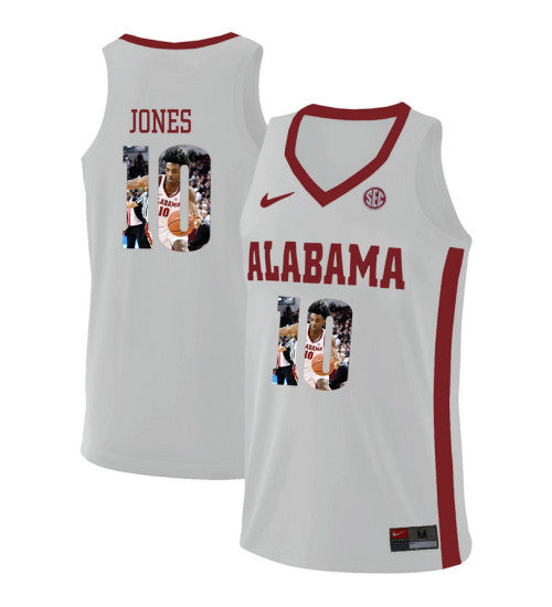 Alabama Crimson Tide 10 Herbert Jones College Basketball Jersey White 10 stitched basketball jersey for game day fanwear