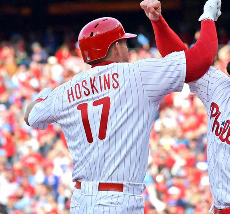 Philadelphia Phillies Rhys Hoskins Cool Base MLB jersey front view