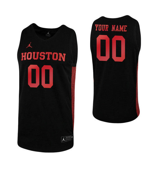 Houston Cougars Custom Jersey Black stitched retro jersey