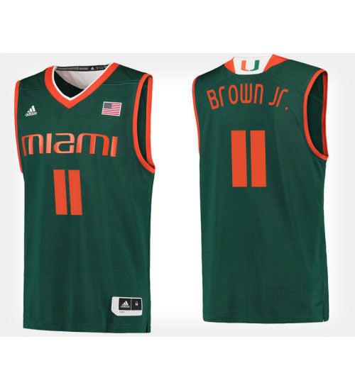 Miami Hurricanes 11 Bruce Brown Jr Green Alternate College Basketball Jersey | Stitched Jersey RTJS 8974