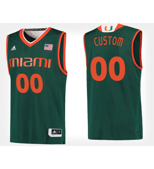 Miami Hurricanes 00 Custom Green Alternate Jersey College Basketball | Stitched Jersey RTJS 8988