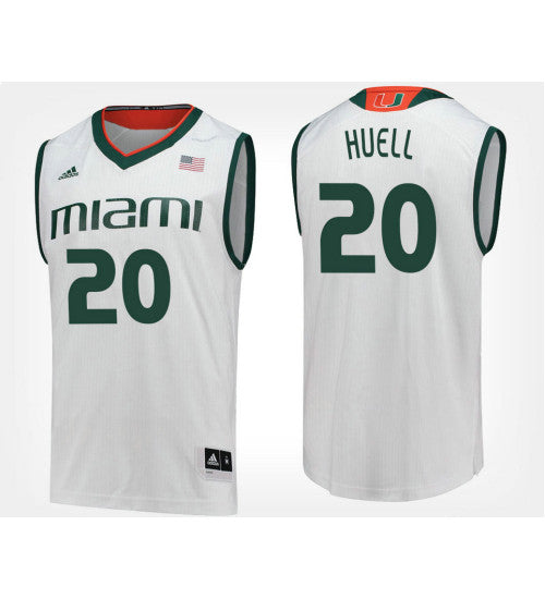 Miami Hurricanes 20 Dewan Huell White Road College Basketball Jersey | Stitched Jersey RTJS 8950