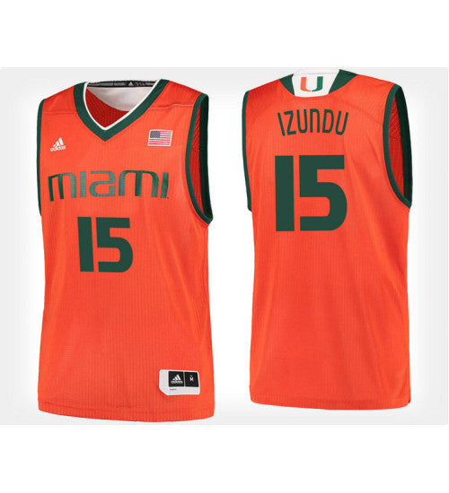 Miami Hurricanes 15 Ebuka Izundu Orange Home College Basketball Jersey | Stitched Jersey RTJS 8961