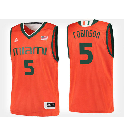 Miami Hurricanes 5 Mike Robinson Orange Home College Basketball Jersey | Stitched Jersey RTJS 8921