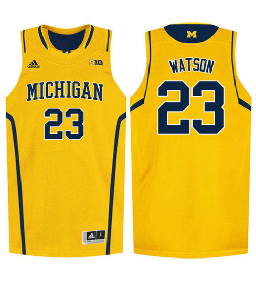 Michigan Wolverines 23 Ibi Watson College Basketball Jersey Gold | Stitched Jersey RTJS 8563
