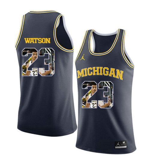 Michigan Wolverines #23 Ibi Watson College Basketball Jersey Navy 9001 stitched college jersey