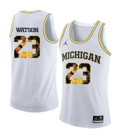 Michigan Wolverines #23 Ibi Watson College Basketball Jersey White 9004 stitched college jersey