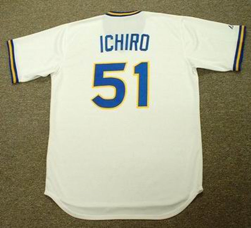 Seattle Mariners Ichiro Suzuki 1970s Cooperstown MLB jersey front view