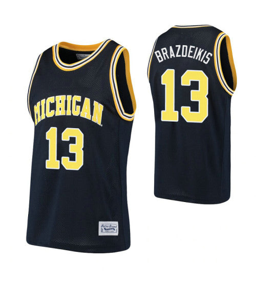 Michigan Wolverines #13 Ignas Brazdeikis Navy College Basketball Jersey 8939 stitched college jersey